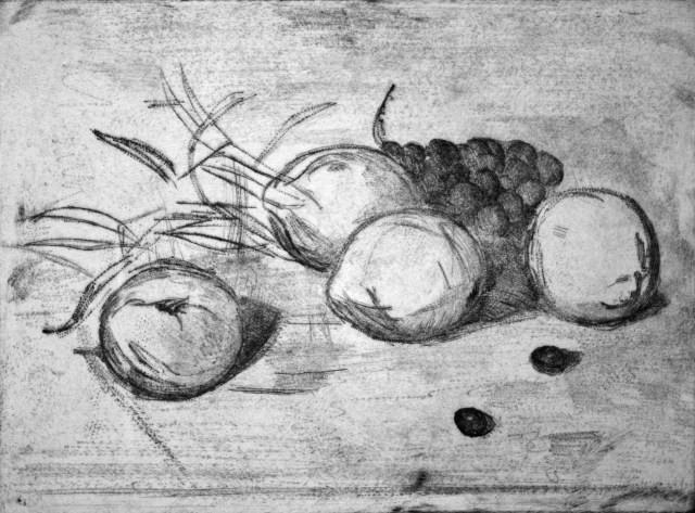 Apple and lemons (Etching)